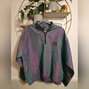 Vintage 90s Surf Style Irridescent Windbreaker Pullover